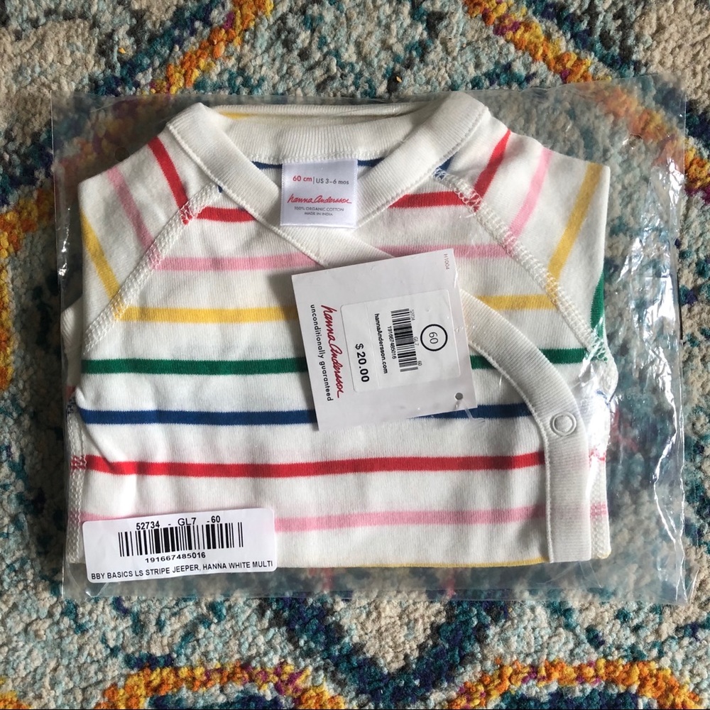 NWT Hanna Andersson rainbow onesies size 60